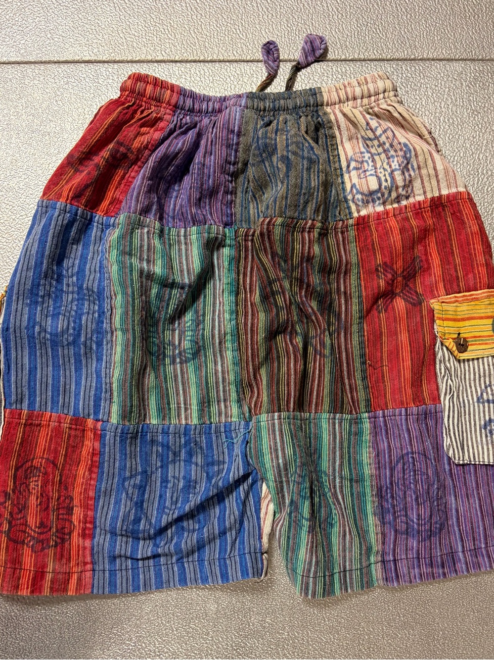 Shop Therapy | Made in Nepal Patchwork Elastic Waist Shorts Size Large